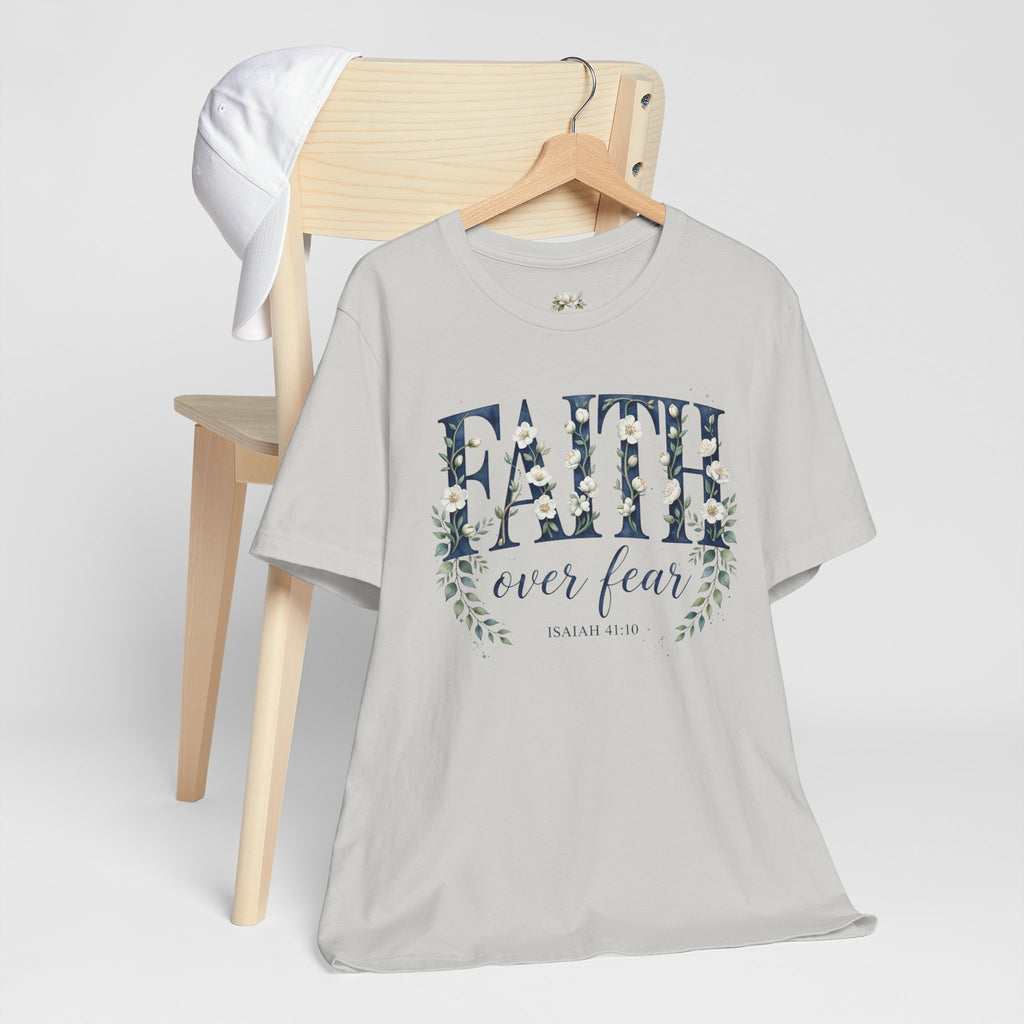 Faith Over Fear T‑Shirt — Floral Scripture Tee (Isaiah 41:10)