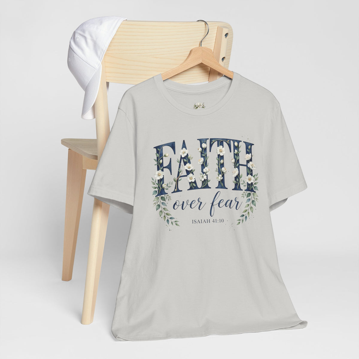 Faith Over Fear T‑Shirt — Floral Scripture Tee (Isaiah 41:10)