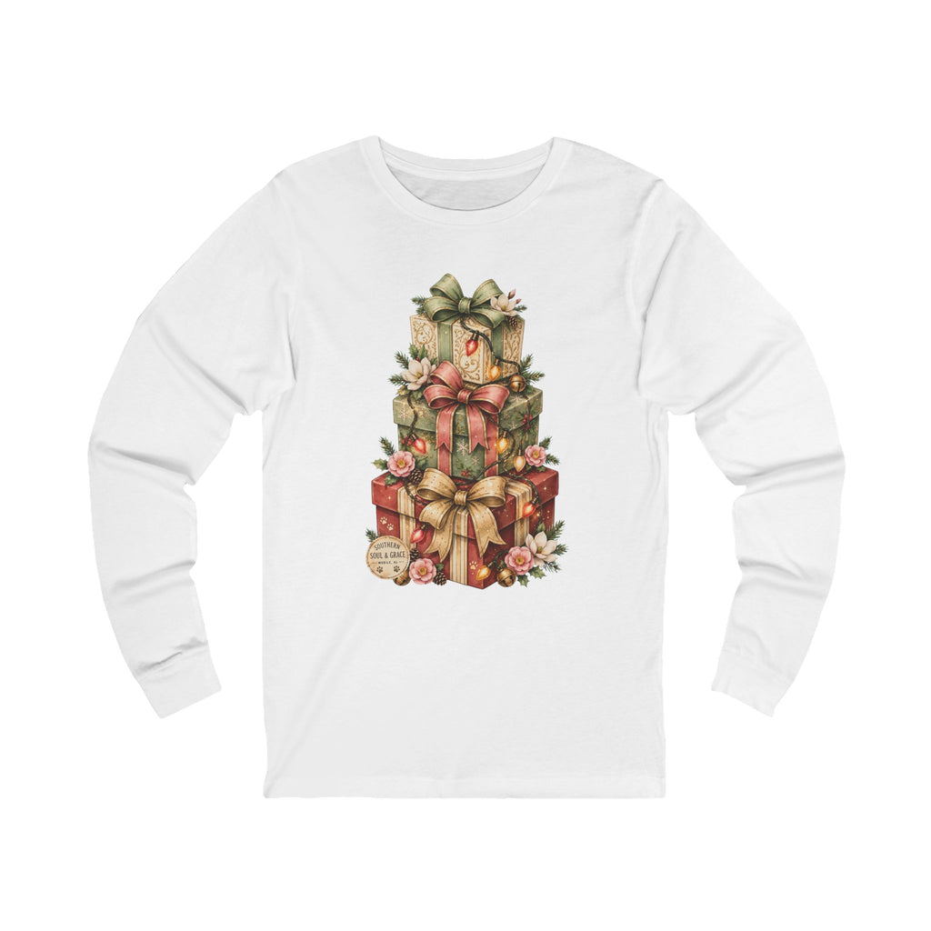 Christmas Stack of Gifts Long Sleeve Tee