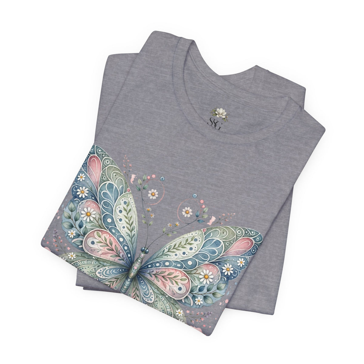 Butterfly Floral Tee — Watercolor Boho Butterfly Graphic T-Shirt
