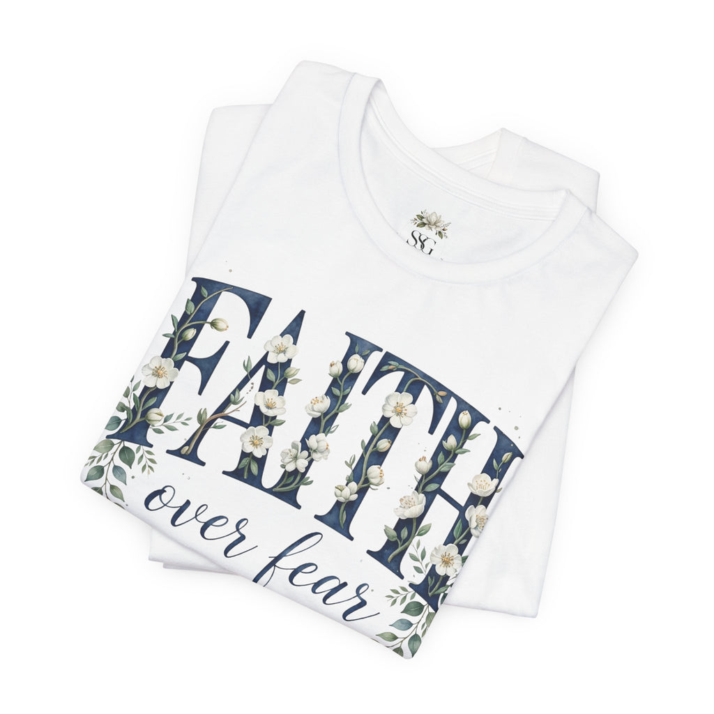 Faith Over Fear T‑Shirt — Floral Scripture Tee (Isaiah 41:10)
