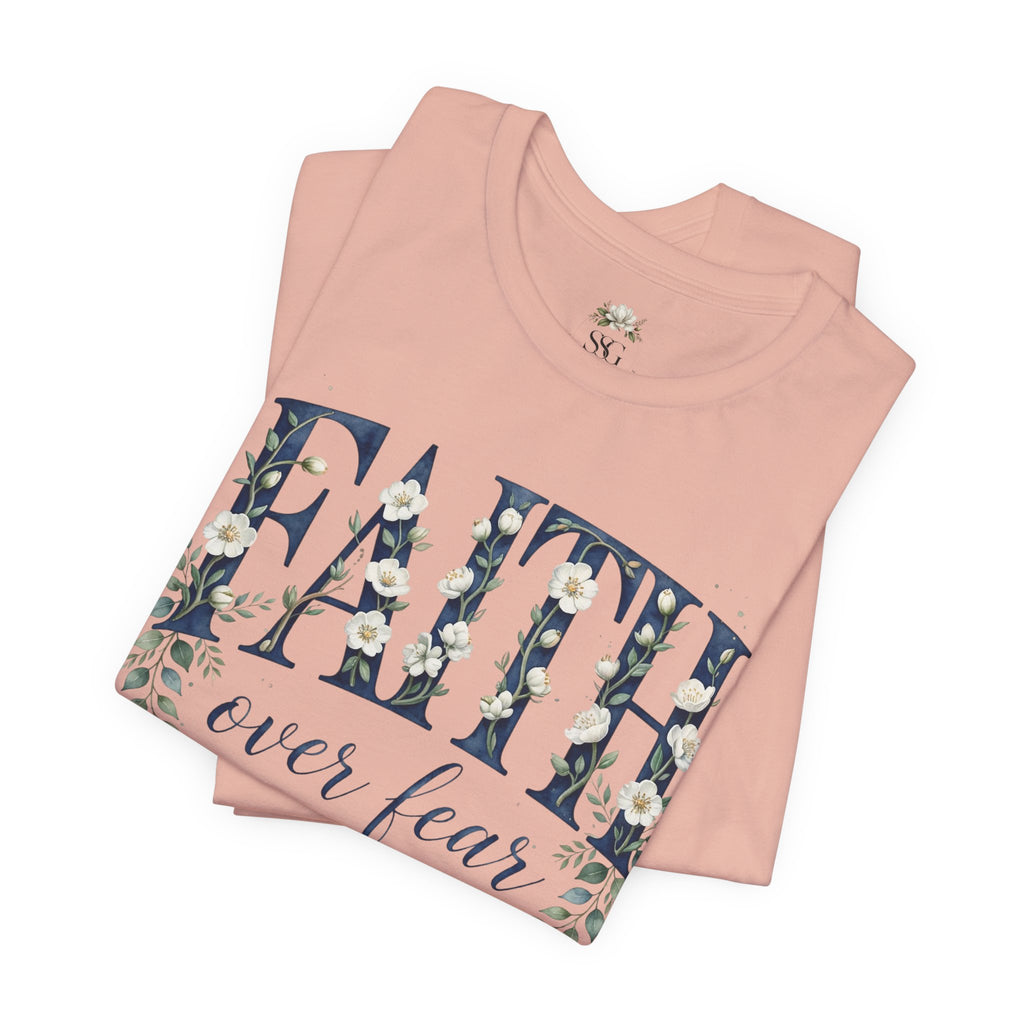 Faith Over Fear T‑Shirt — Floral Scripture Tee (Isaiah 41:10)