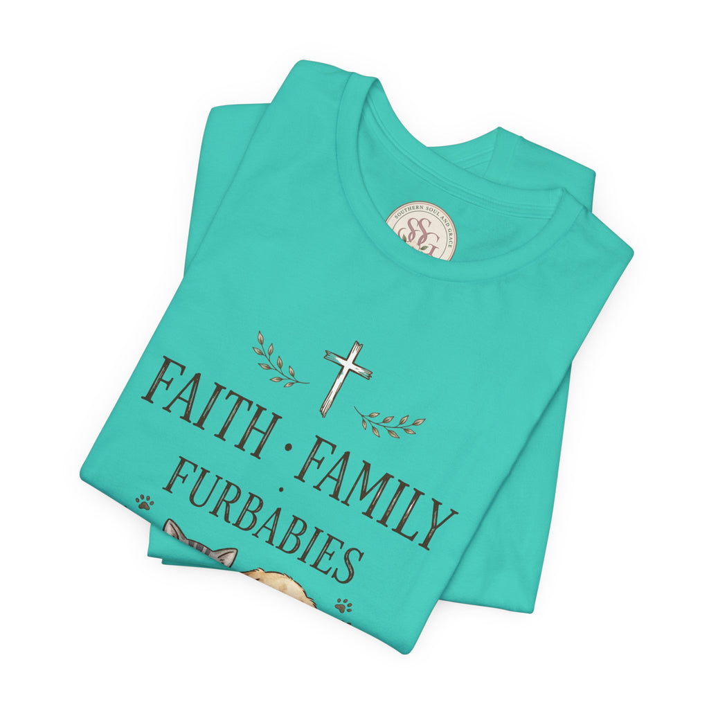 Faith Family Furbabies T-Shirt — Cute Pet Faith Shirt for Cat & Dog Lovers