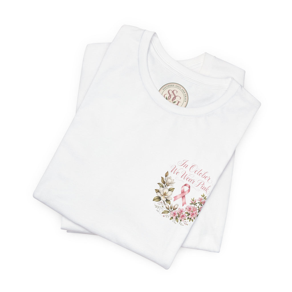 Breast Cancer Awareness Floral Tee — "In October We Wear Pink" T-Shirt - view 7