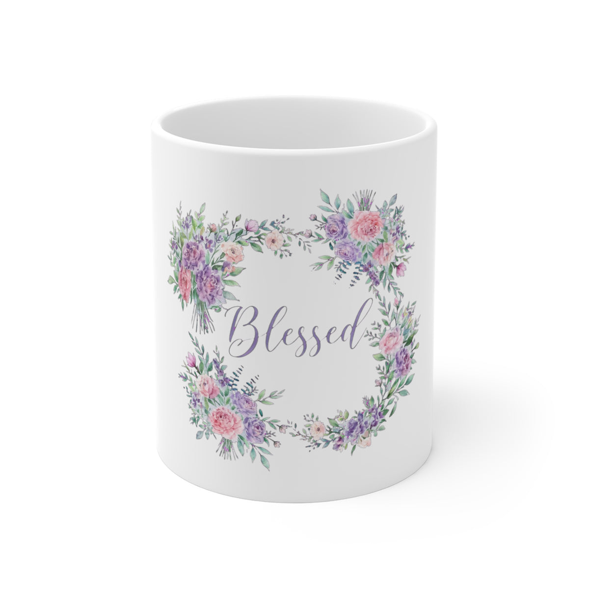 Blessed Floral Mug – 11oz Decorative Coffee Cup