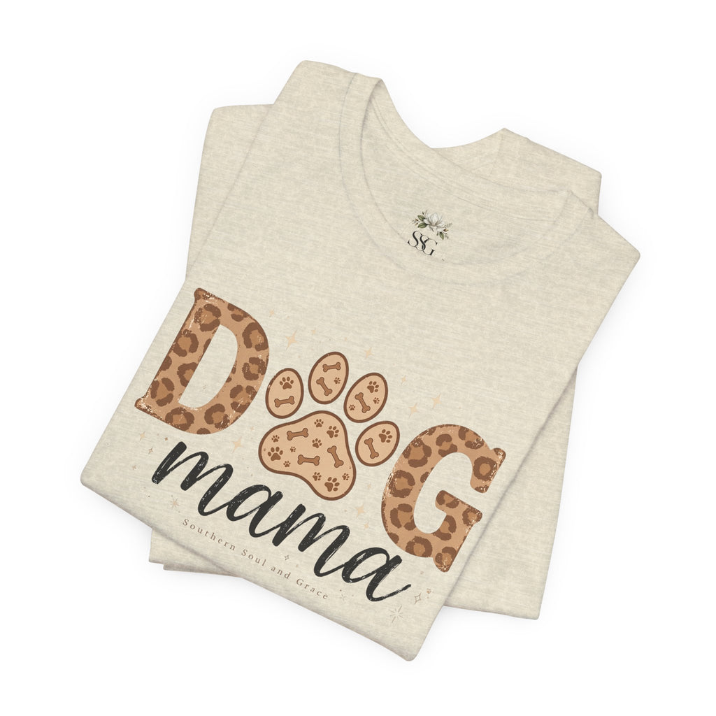 Dog Mama T‑Shirt — Leopard Paw Graphic Tee for Dog Lovers