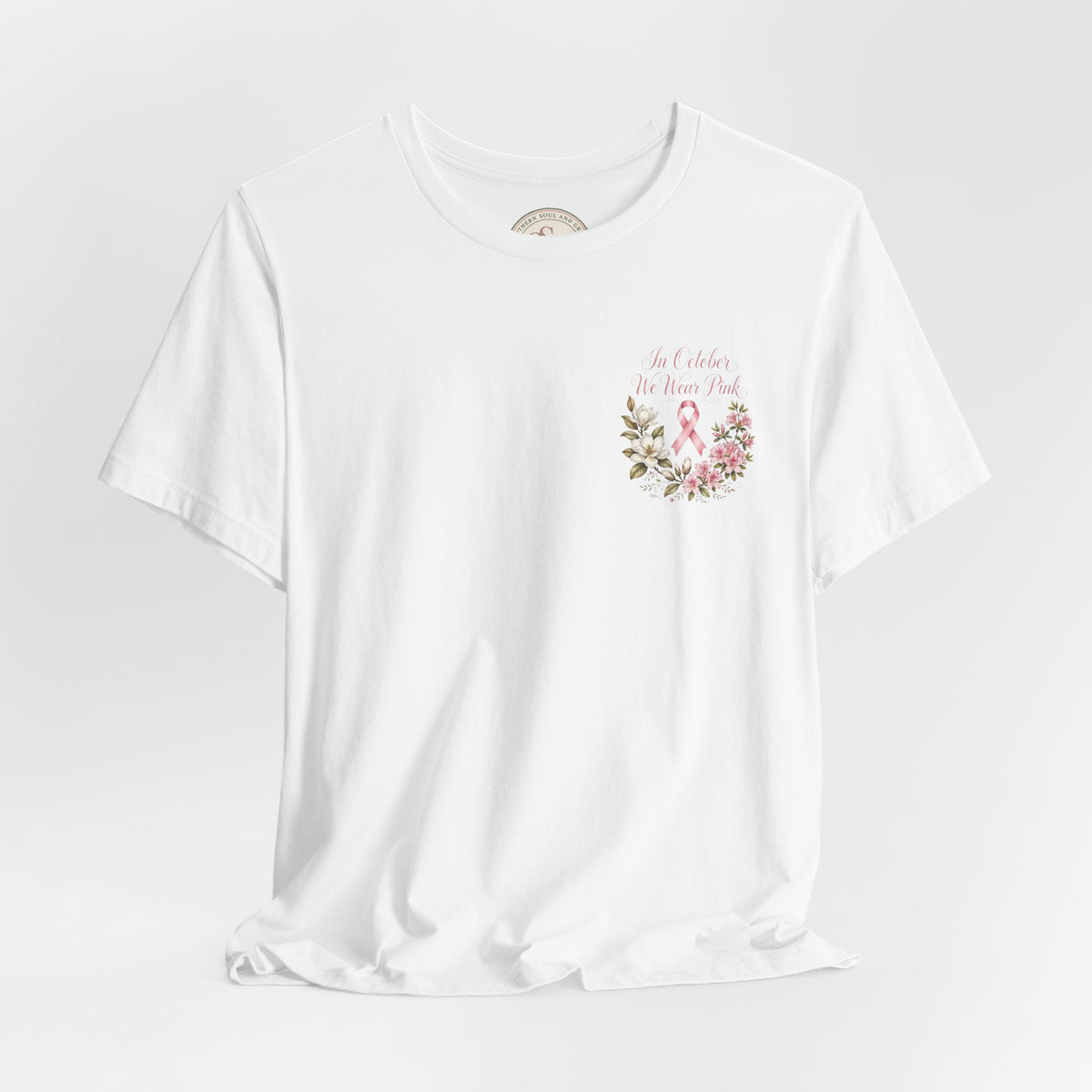 Breast Cancer Awareness Floral Tee — "In October We Wear Pink" T-Shirt - view 8