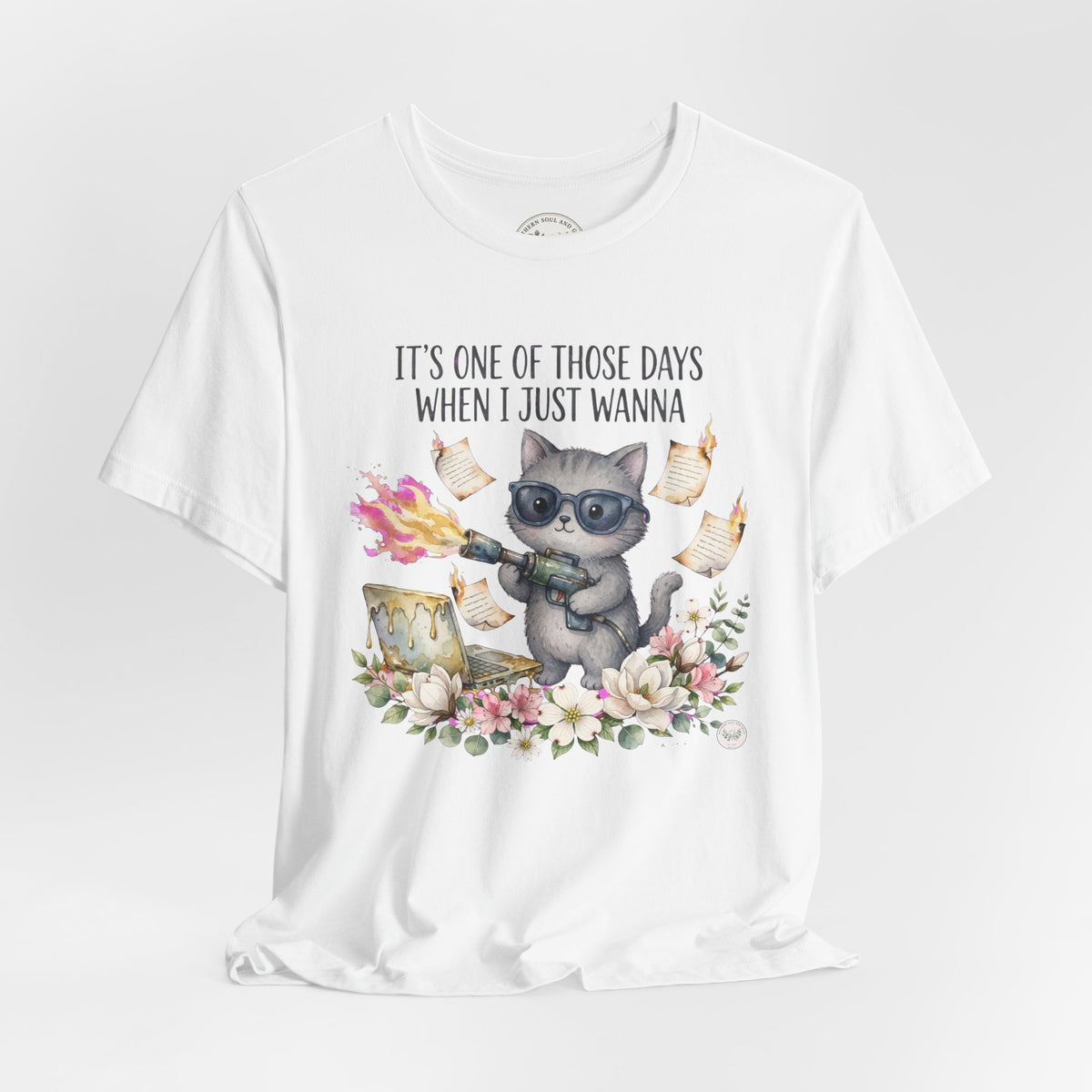 Cat With Coffee T-Shirt — "It’s One Of Those Days When I Just Wanna" Cute Cat Graphic Tee