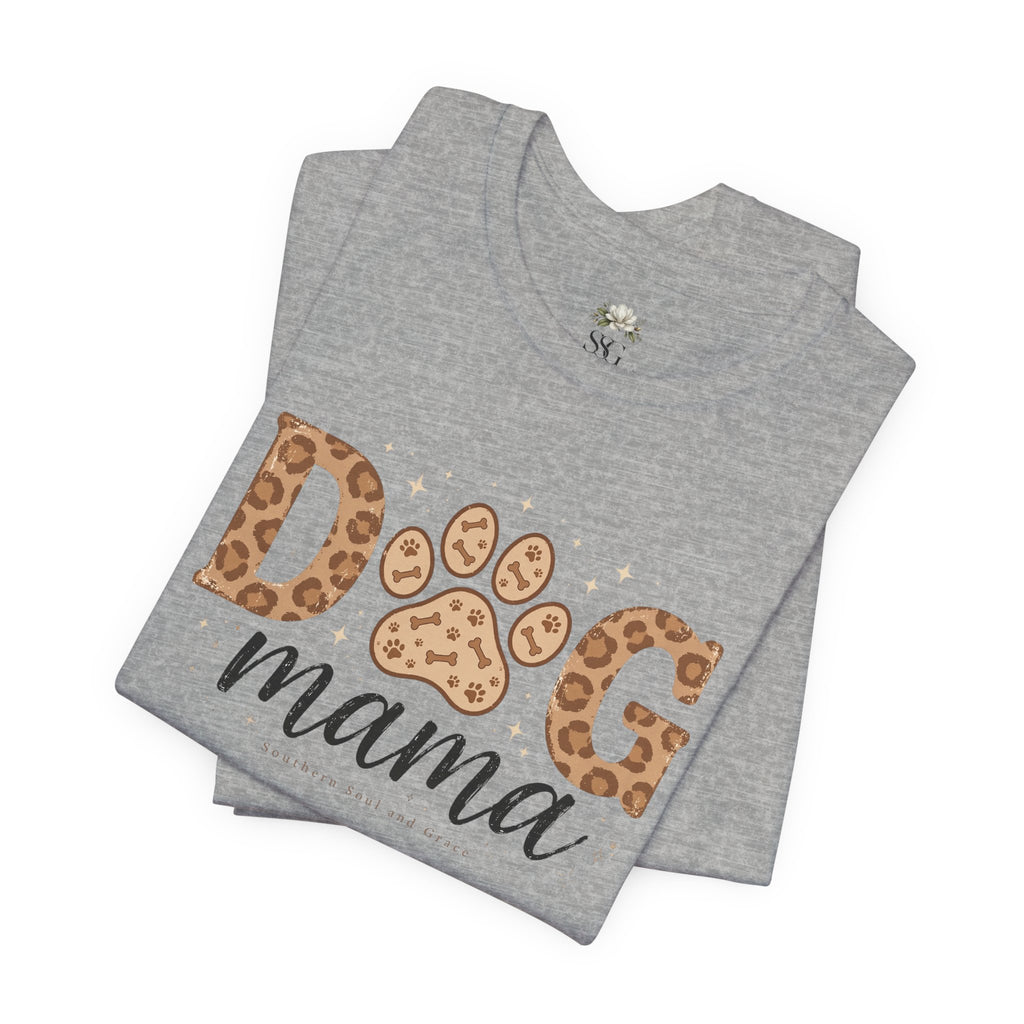 Dog Mama T‑Shirt — Leopard Paw Graphic Tee for Dog Lovers