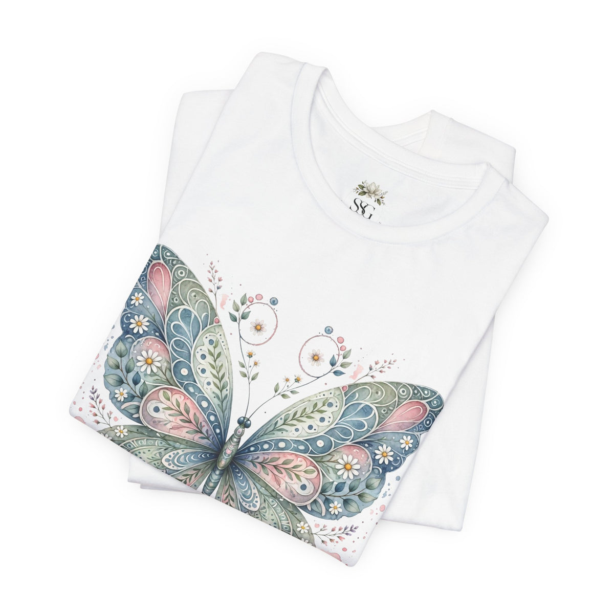 Butterfly Floral Tee — Watercolor Boho Butterfly Graphic T-Shirt