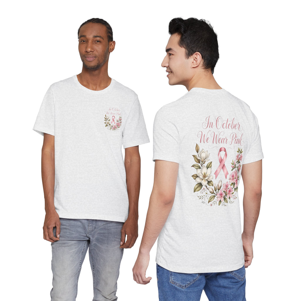 Breast Cancer Awareness Floral Tee — "In October We Wear Pink" T-Shirt - view 19