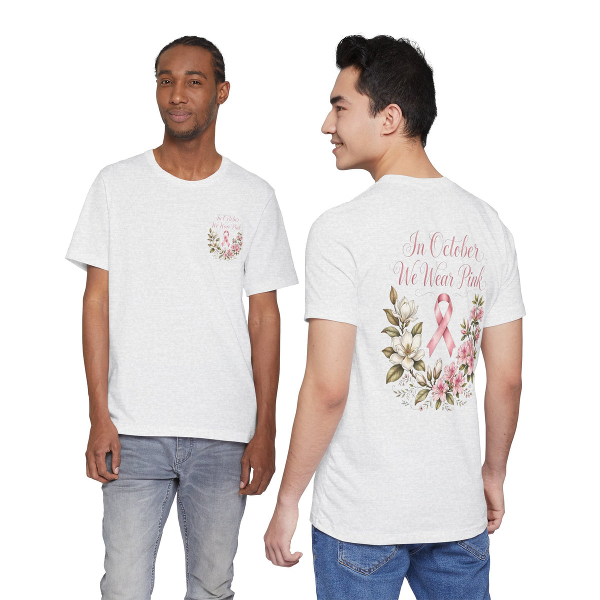 Breast Cancer Awareness Floral Tee — "In October We Wear Pink" T-Shirt - view 19