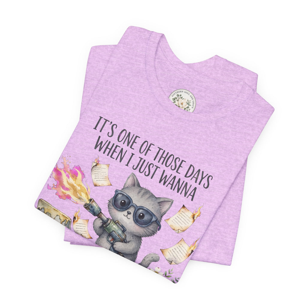 Cat With Coffee T-Shirt — "It’s One Of Those Days When I Just Wanna" Cute Cat Graphic Tee