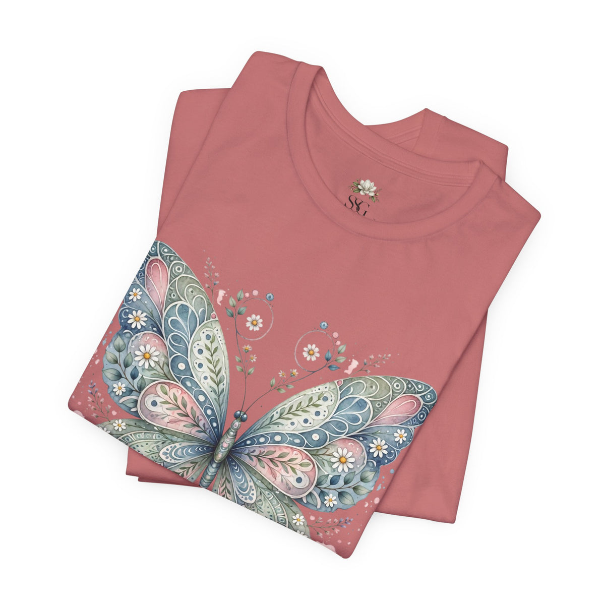 Butterfly Floral Tee — Watercolor Boho Butterfly Graphic T-Shirt