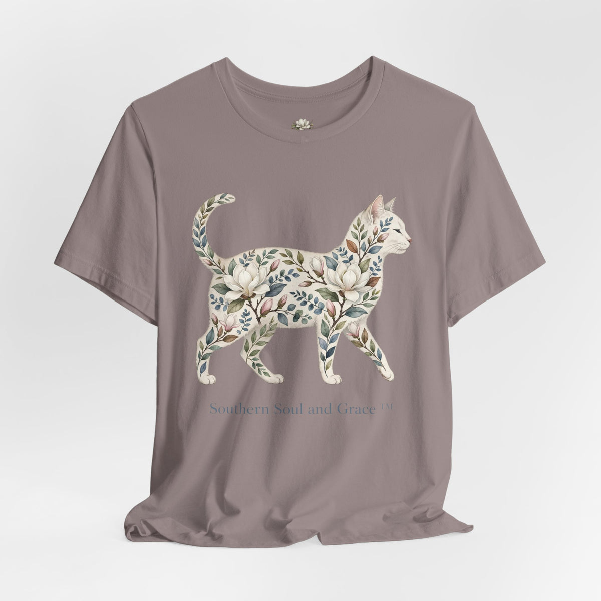 Floral Cat Tee — "Southern Soul and Grace" Graphic T-Shirt