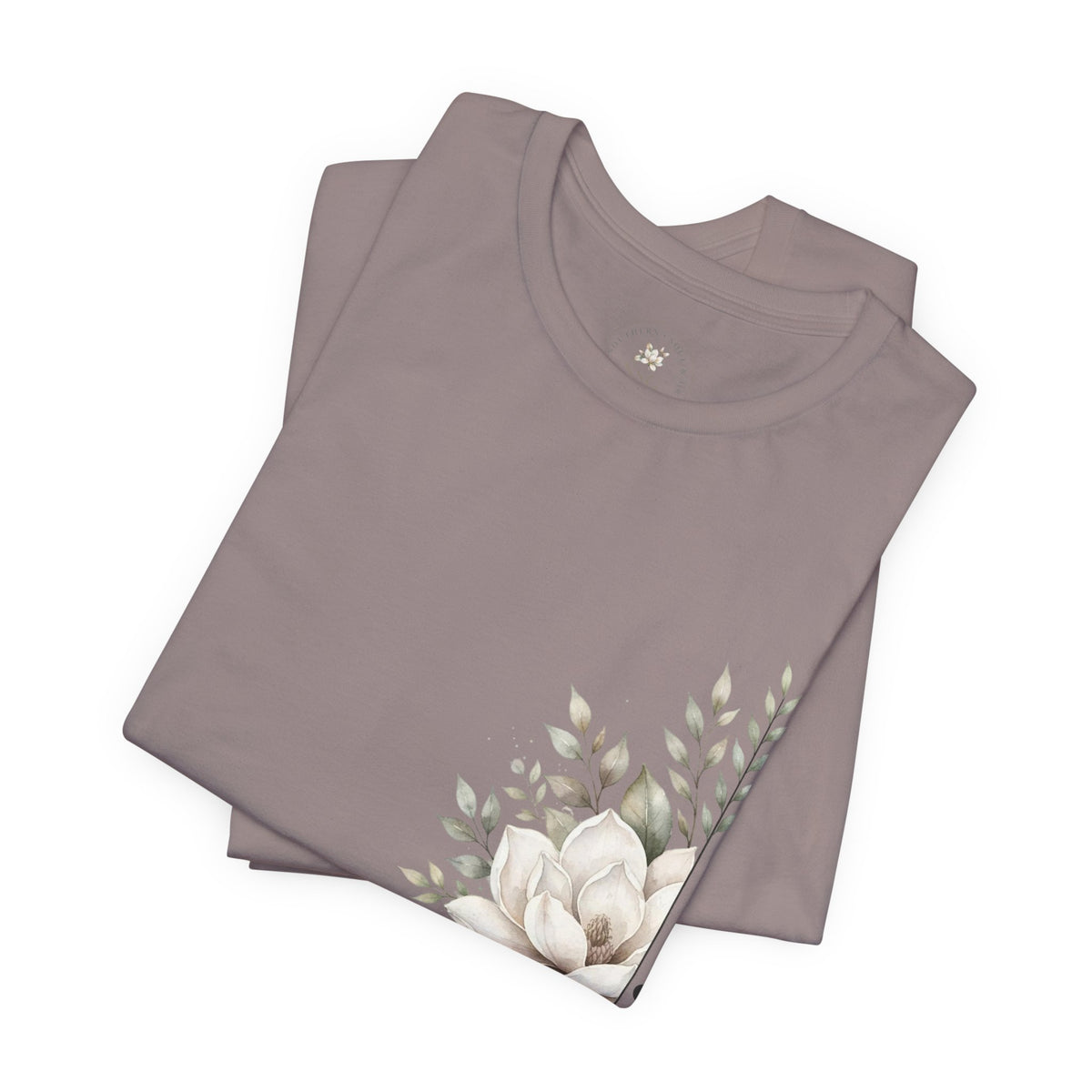 Floral Magnolia Tee — Minimal Side Bouquet T-Shirt