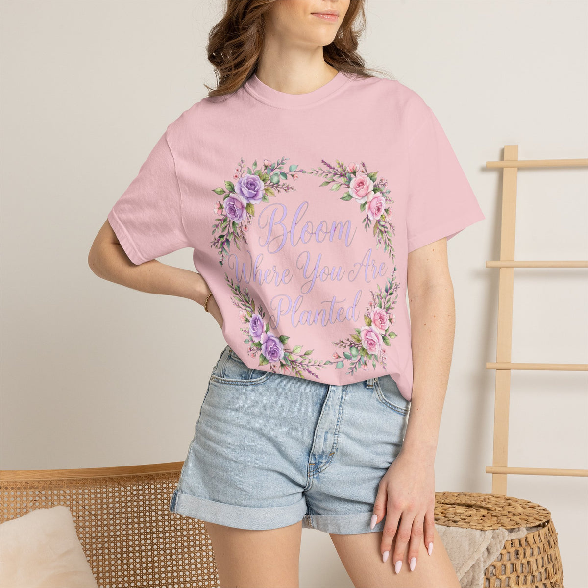 Bloom Where You Are Planted T-shirt | Floral Wreath, Inspirational Quote