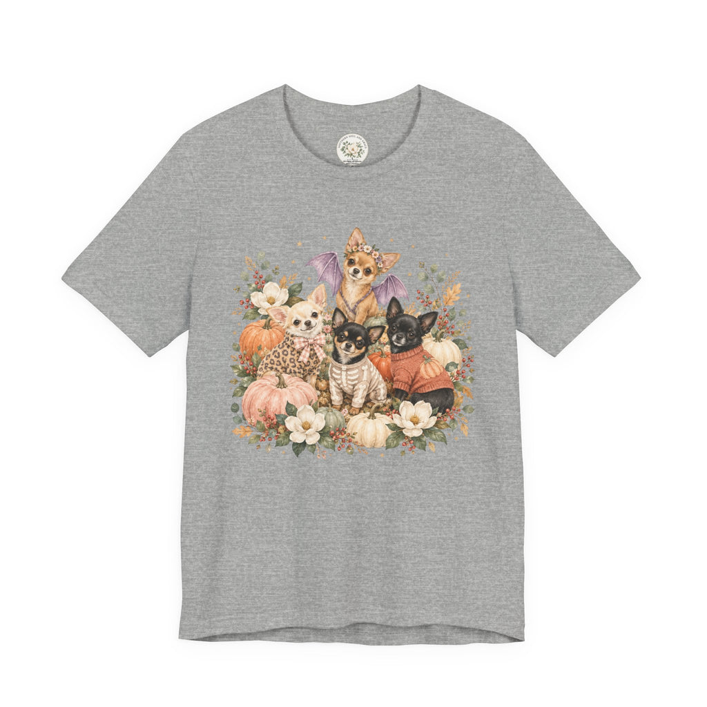 Halloween Puppies Pumpkin Tee — Cute Dogs in Costumes Fall T-Shirt