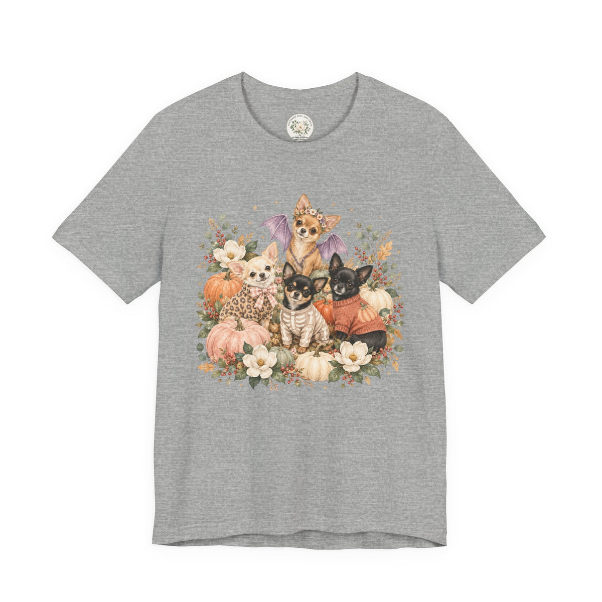 Halloween Puppies Pumpkin Tee — Cute Dogs in Costumes Fall T-Shirt