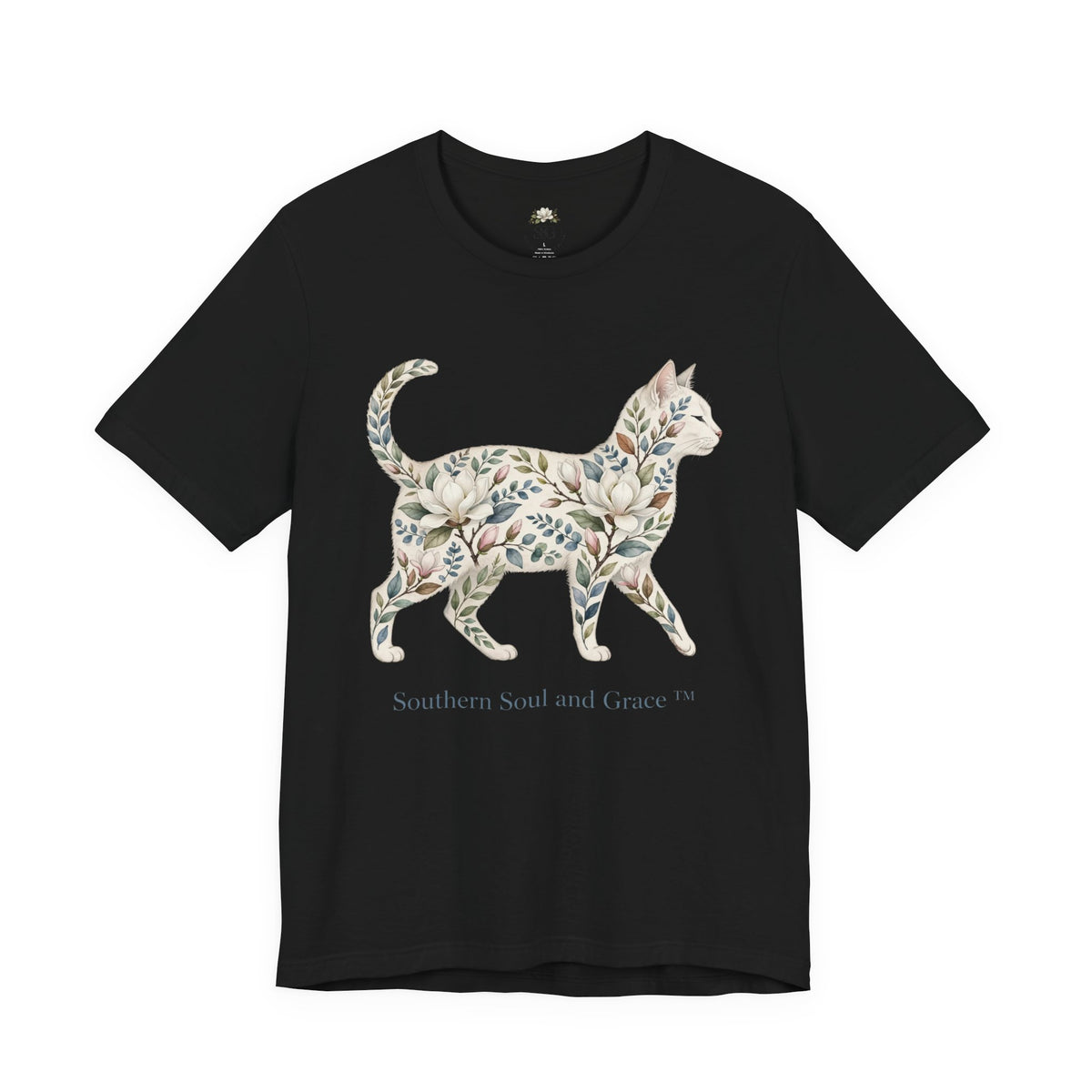 Floral Cat Tee — "Southern Soul and Grace" Graphic T-Shirt