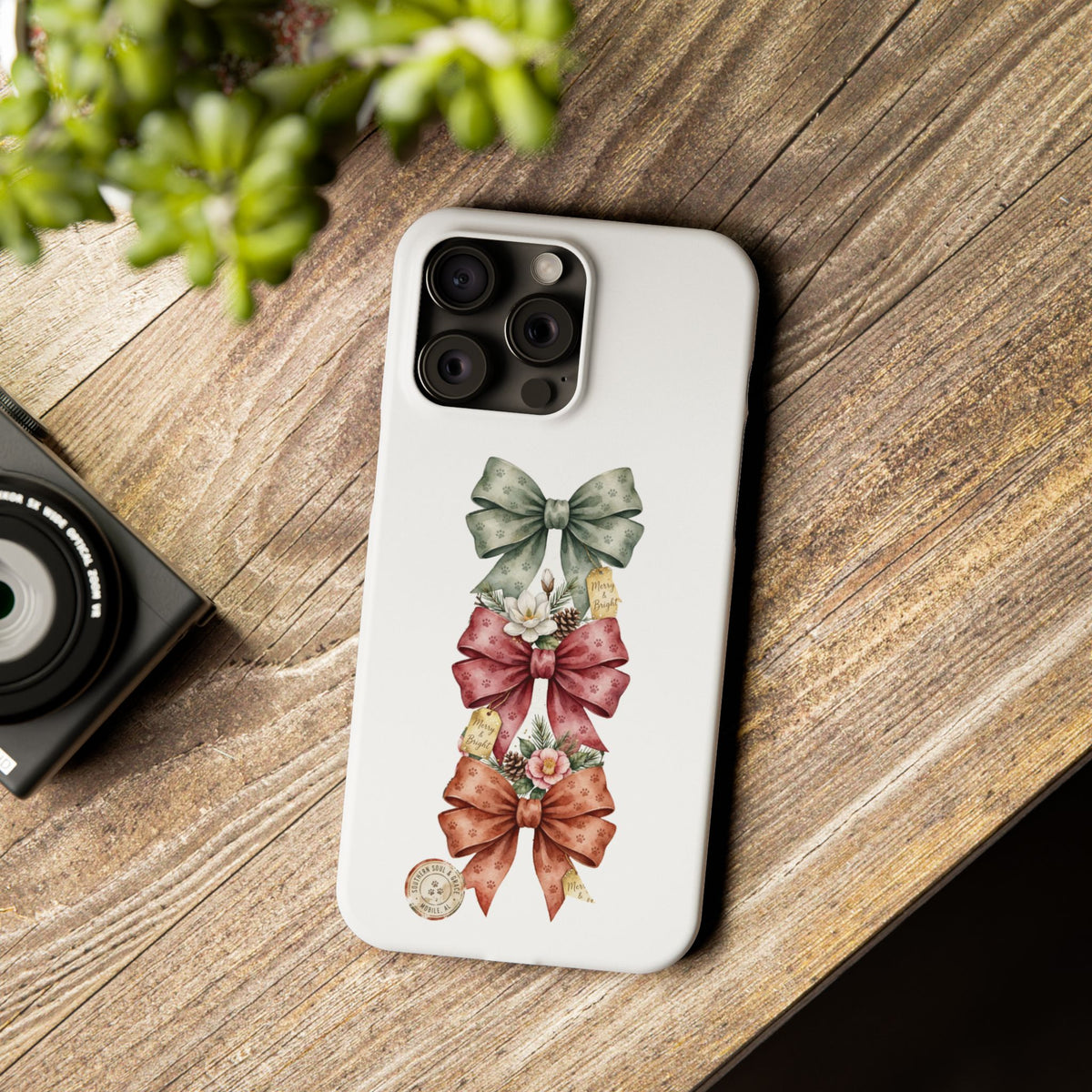 Slim Phone Case — Vintage Bow Trio Floral Design