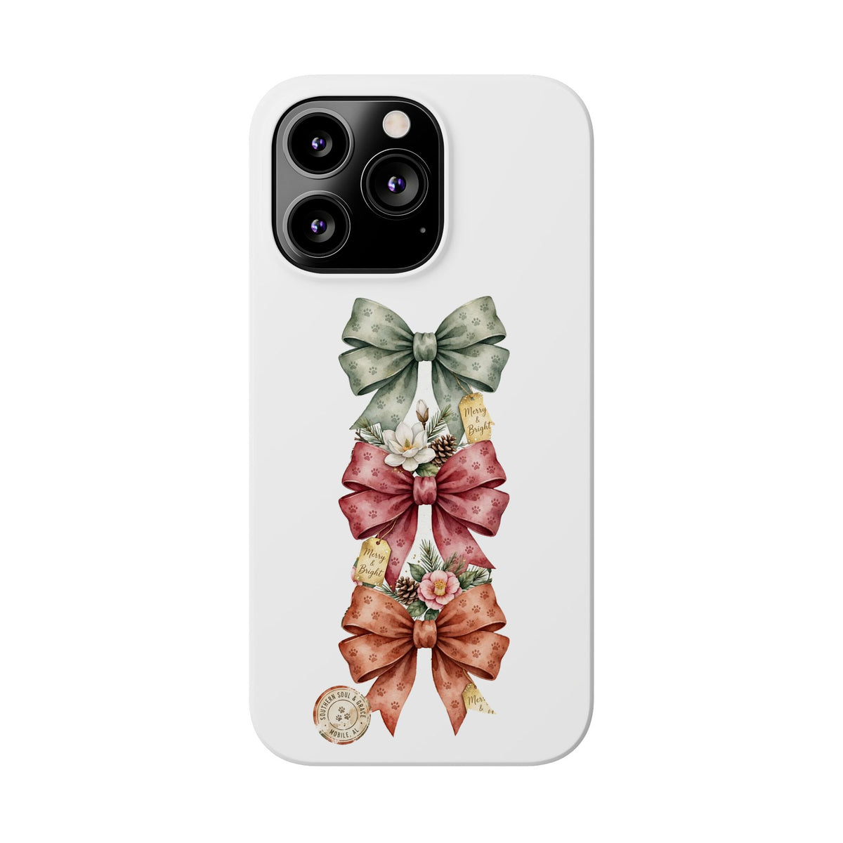 Slim Phone Case — Vintage Bow Trio Floral Design