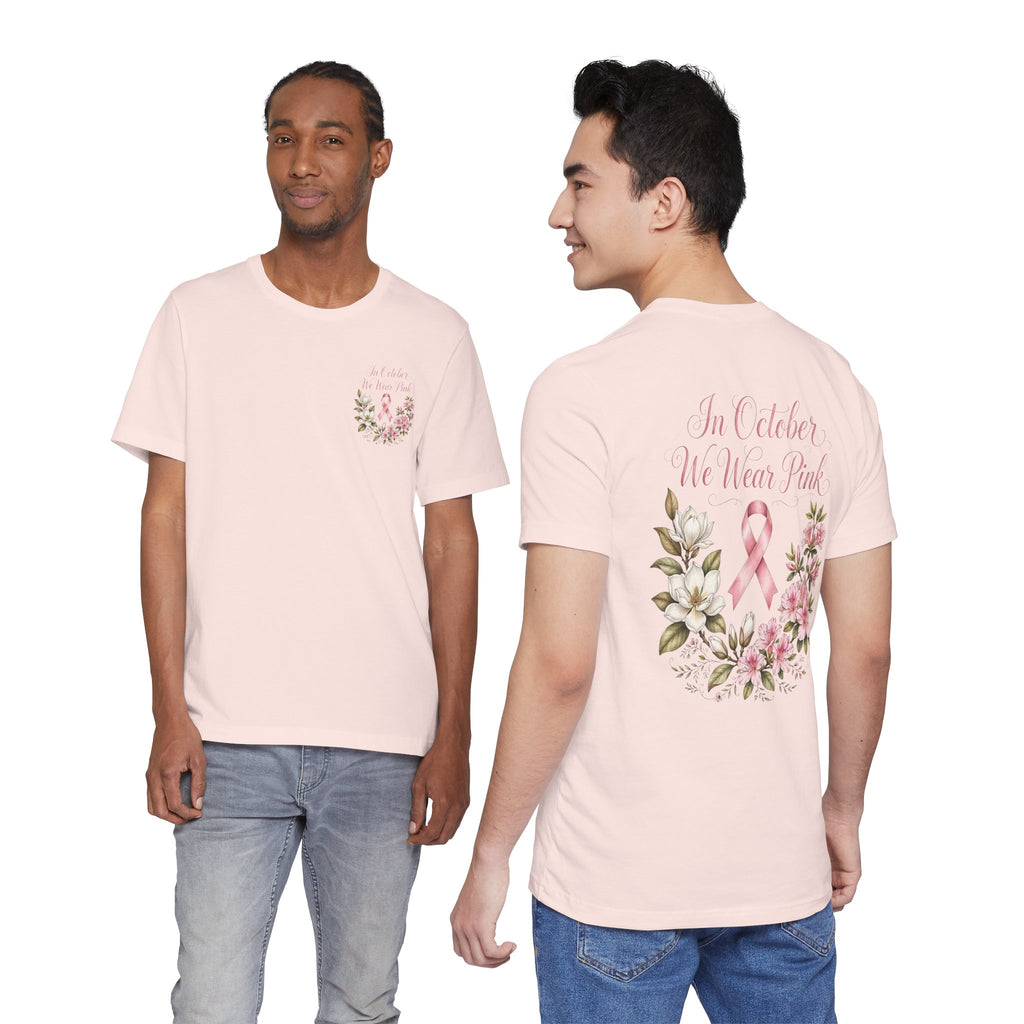 Breast Cancer Awareness Floral Tee — "In October We Wear Pink" T-Shirt - view 14