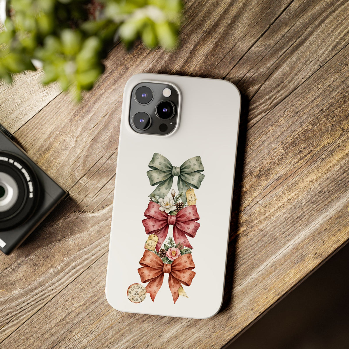 Slim Phone Case — Vintage Bow Trio Floral Design
