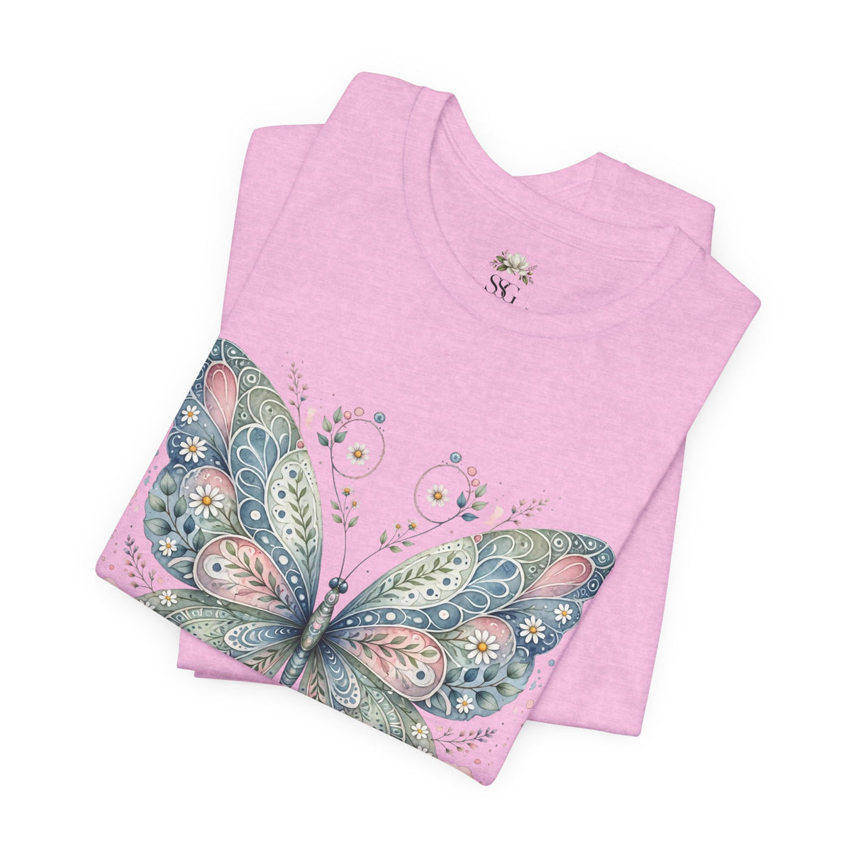 Butterfly Floral Tee — Watercolor Boho Butterfly Graphic T-Shirt