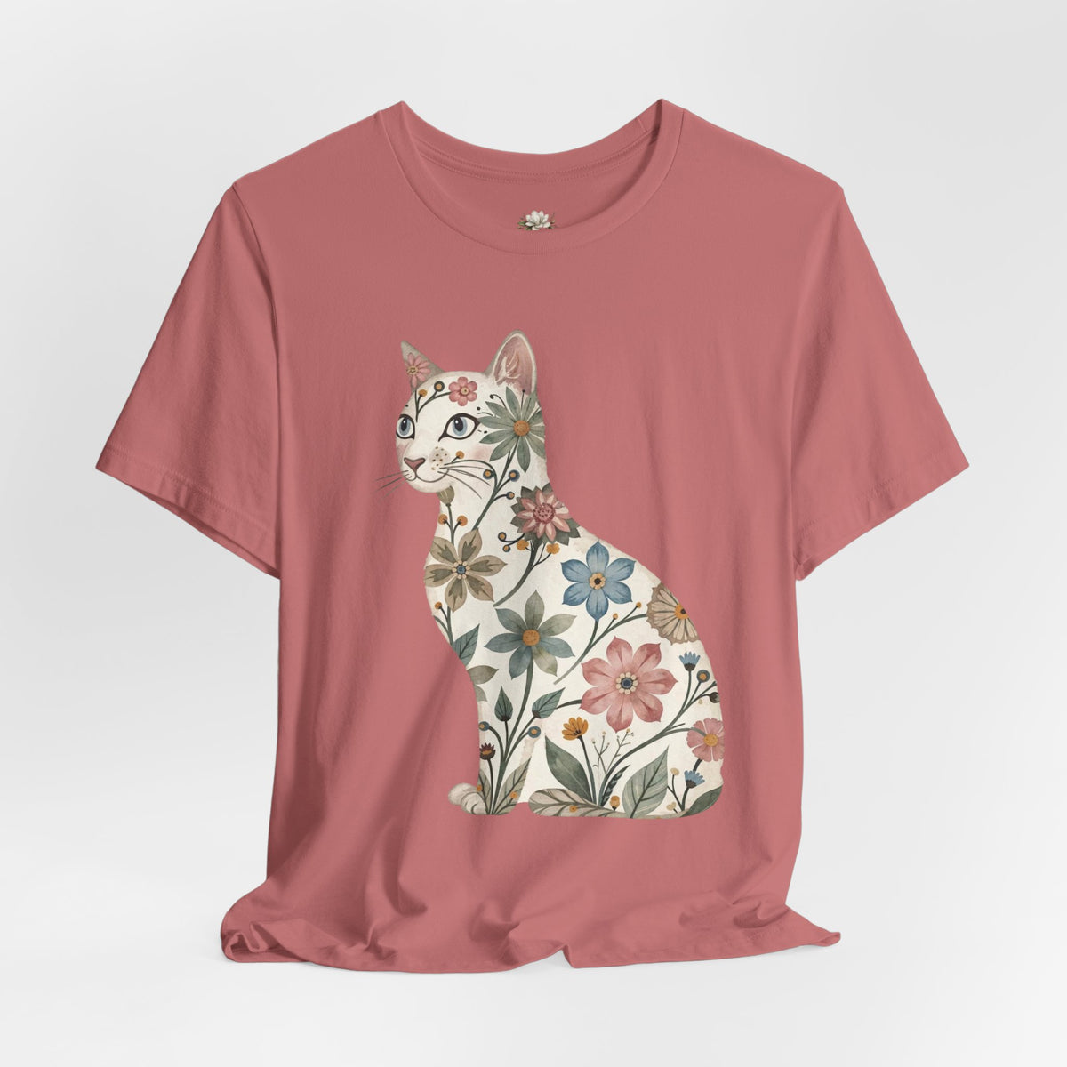 Floral Cat T-Shirt — Vintage Botanical Kitty Tee