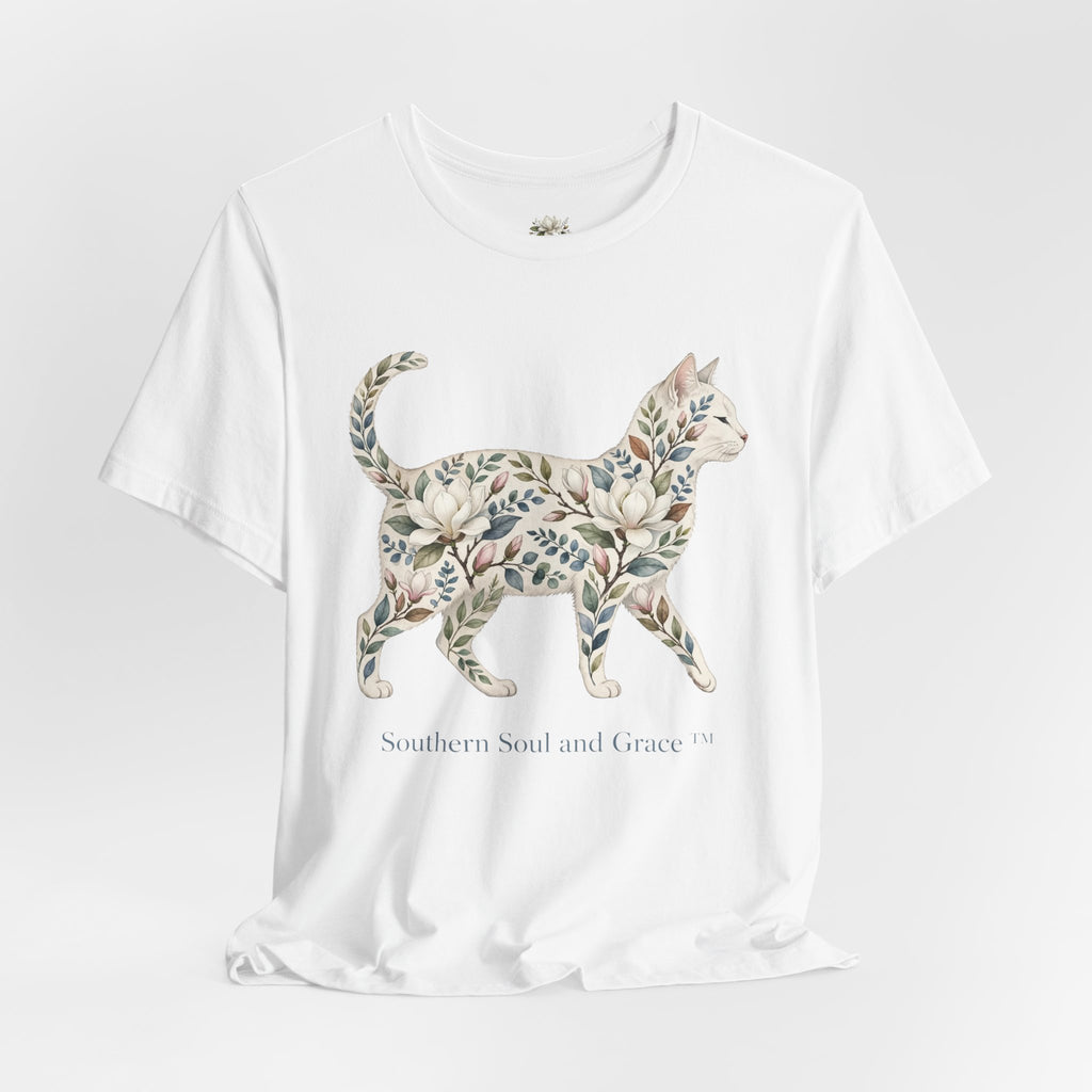Floral Cat Tee — "Southern Soul and Grace" Graphic T-Shirt