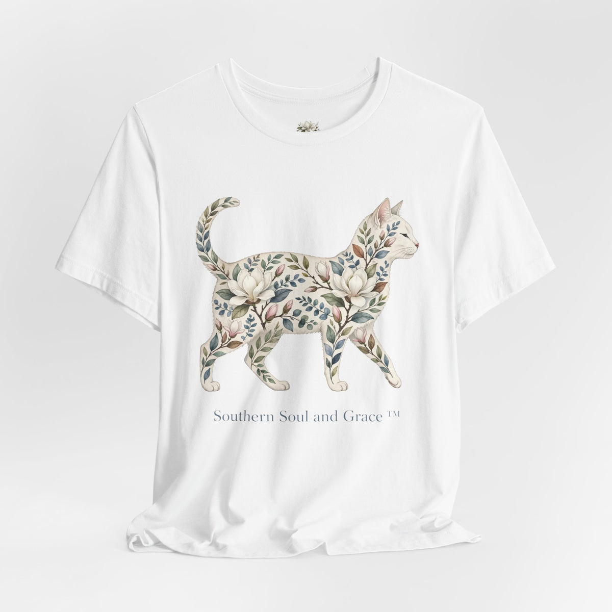 Floral Cat Tee — "Southern Soul and Grace" Graphic T-Shirt