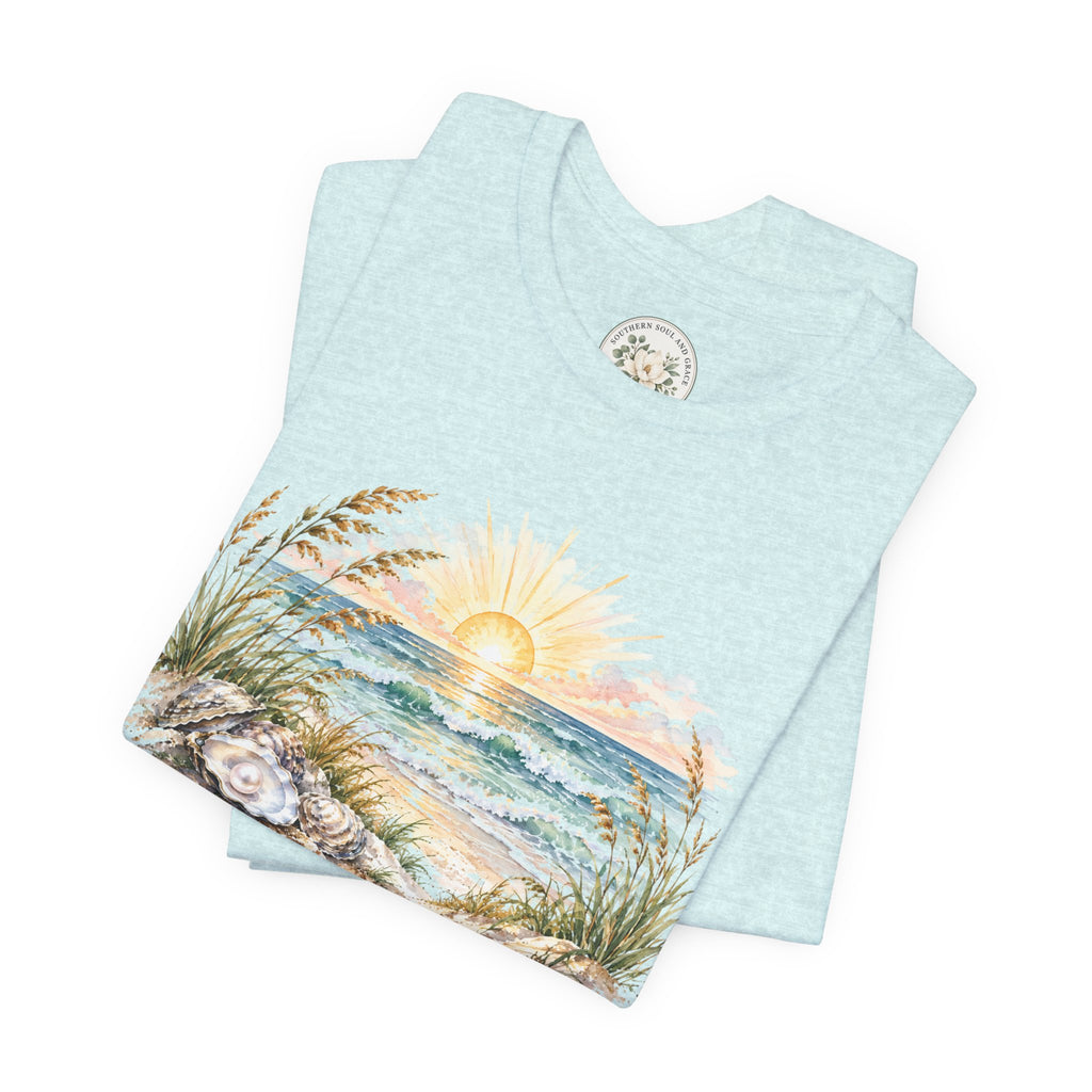 Sunrise Beach Tee — Coastal Ocean Sunset Graphic T-Shirt