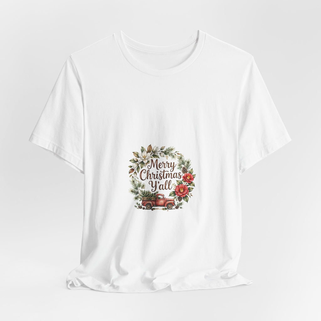 Merry Christmas Y'all Adult T-Shirt — Vintage Truck Christmas Tee