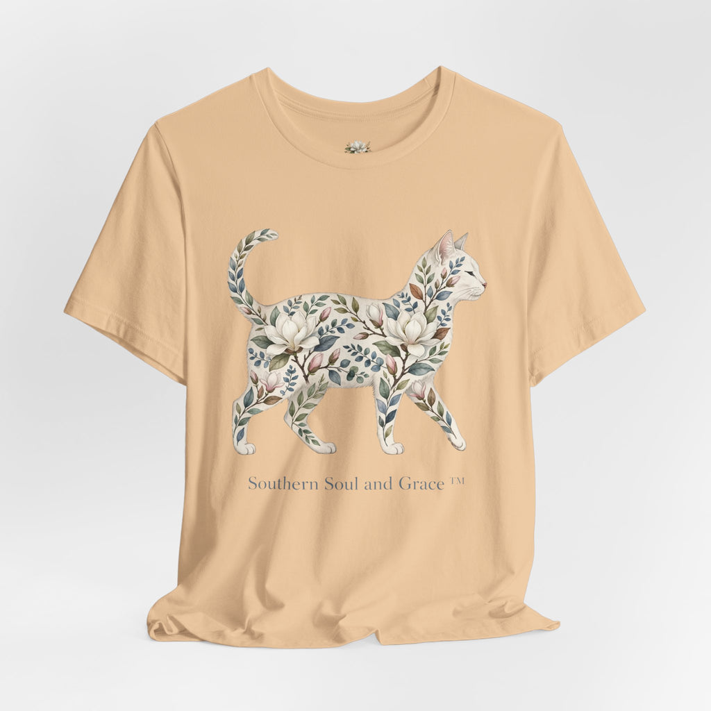 Floral Cat Tee — "Southern Soul and Grace" Graphic T-Shirt