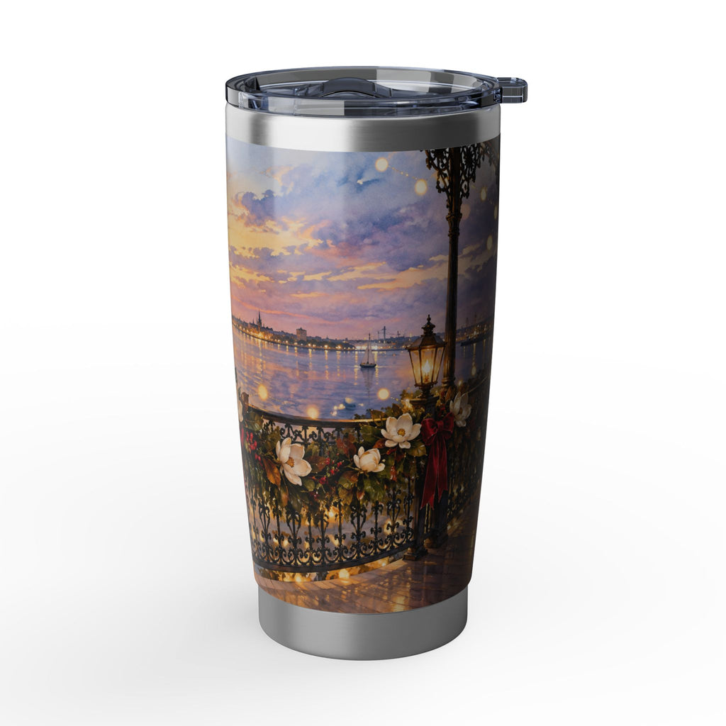 Sunset Promenade 20oz Tumbler — Festive Magnolia & Waterfront Scenery Mobile Alabama