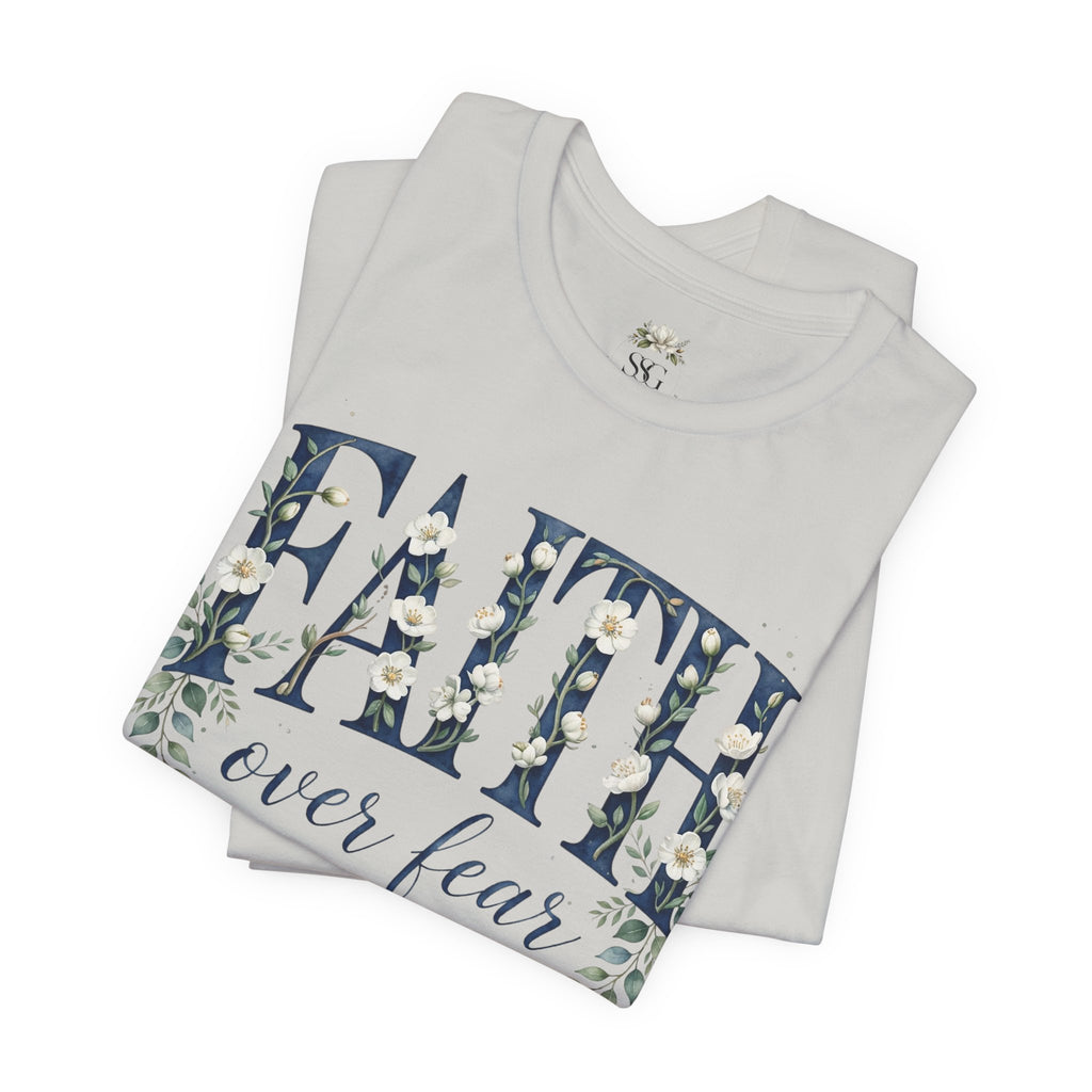 Faith Over Fear T‑Shirt — Floral Scripture Tee (Isaiah 41:10)