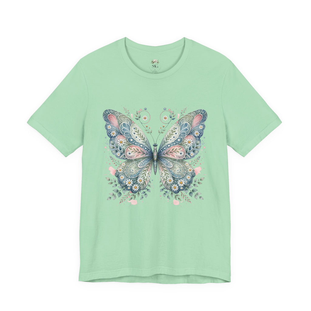 Butterfly Floral Tee — Watercolor Boho Butterfly Graphic T-Shirt