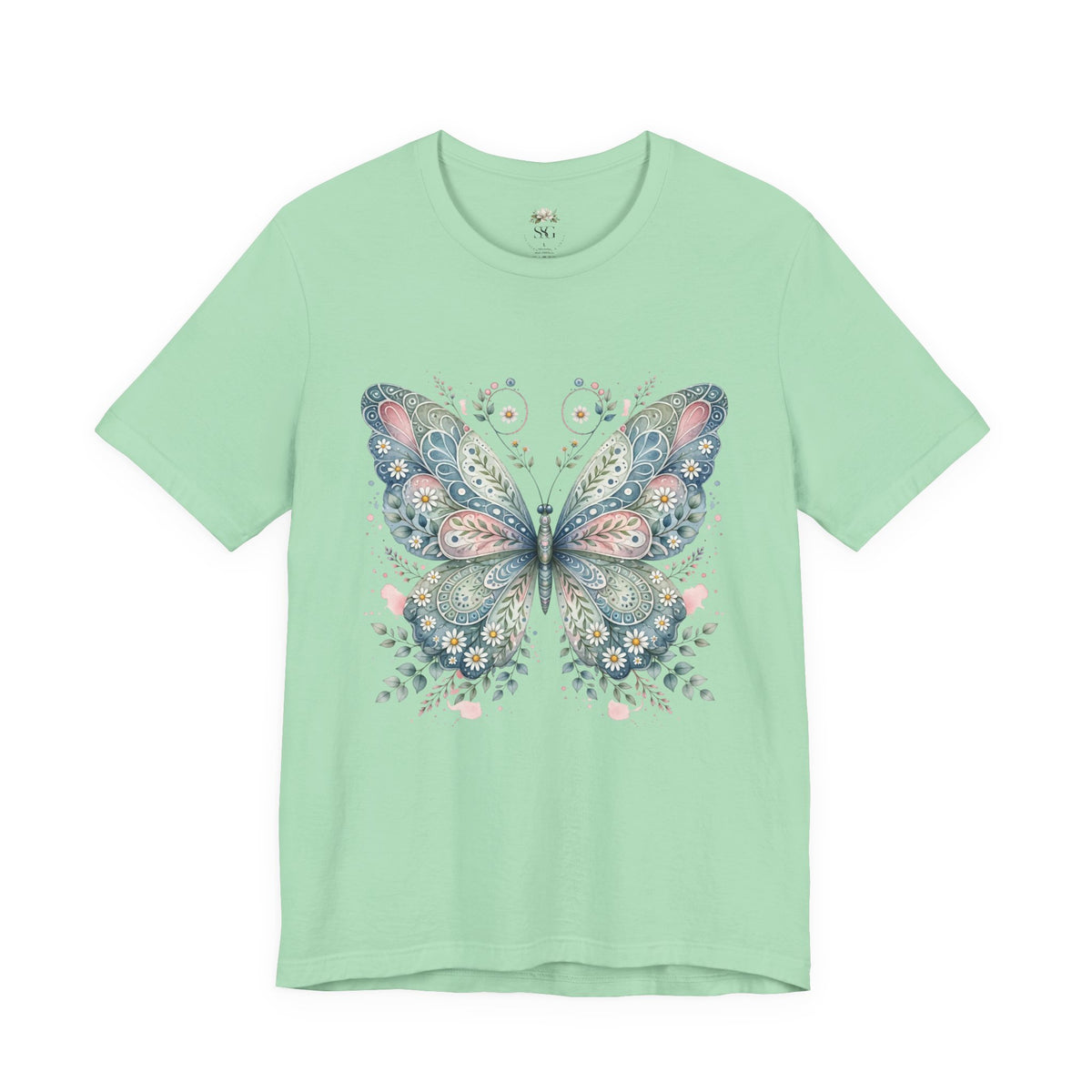 Butterfly Floral Tee — Watercolor Boho Butterfly Graphic T-Shirt