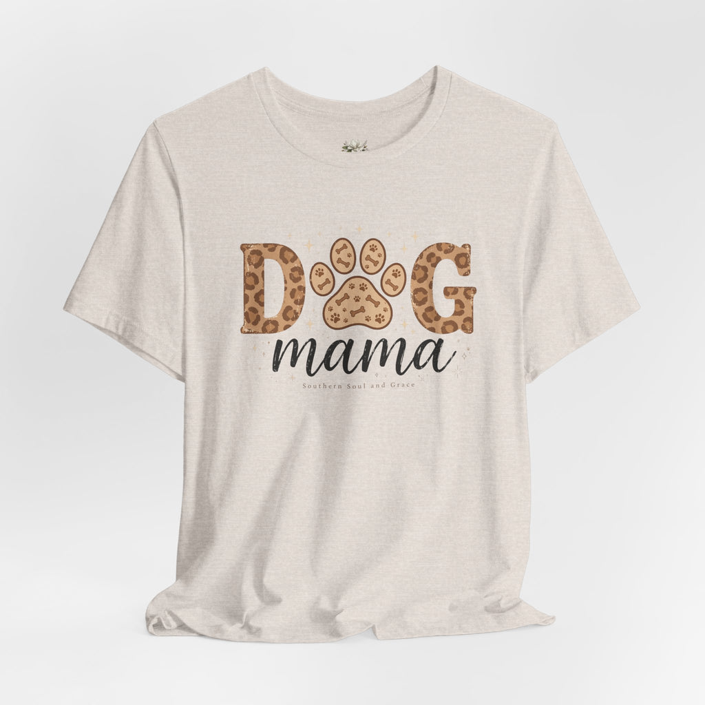 Dog Mama T‑Shirt — Leopard Paw Graphic Tee for Dog Lovers