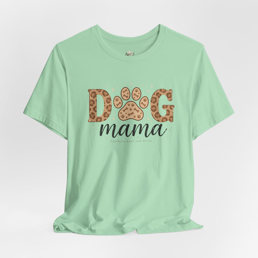 Dog Mama T‑Shirt — Leopard Paw Graphic Tee for Dog Lovers