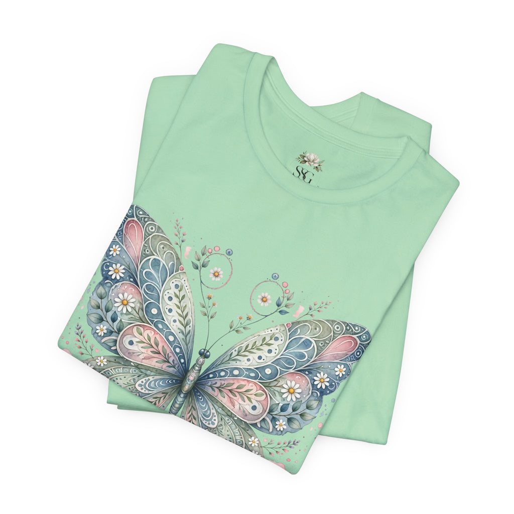 Butterfly Floral Tee — Watercolor Boho Butterfly Graphic T-Shirt