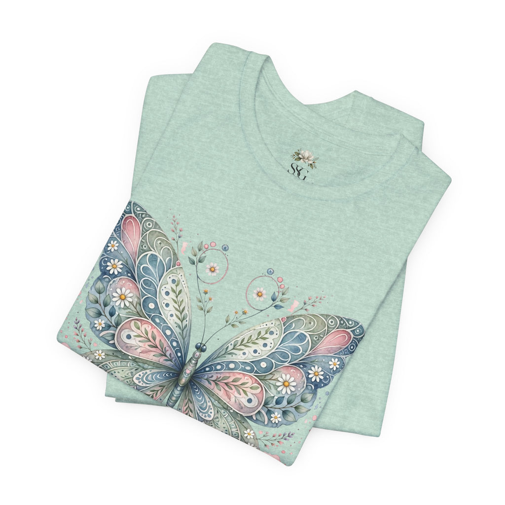 Butterfly Floral Tee — Watercolor Boho Butterfly Graphic T-Shirt