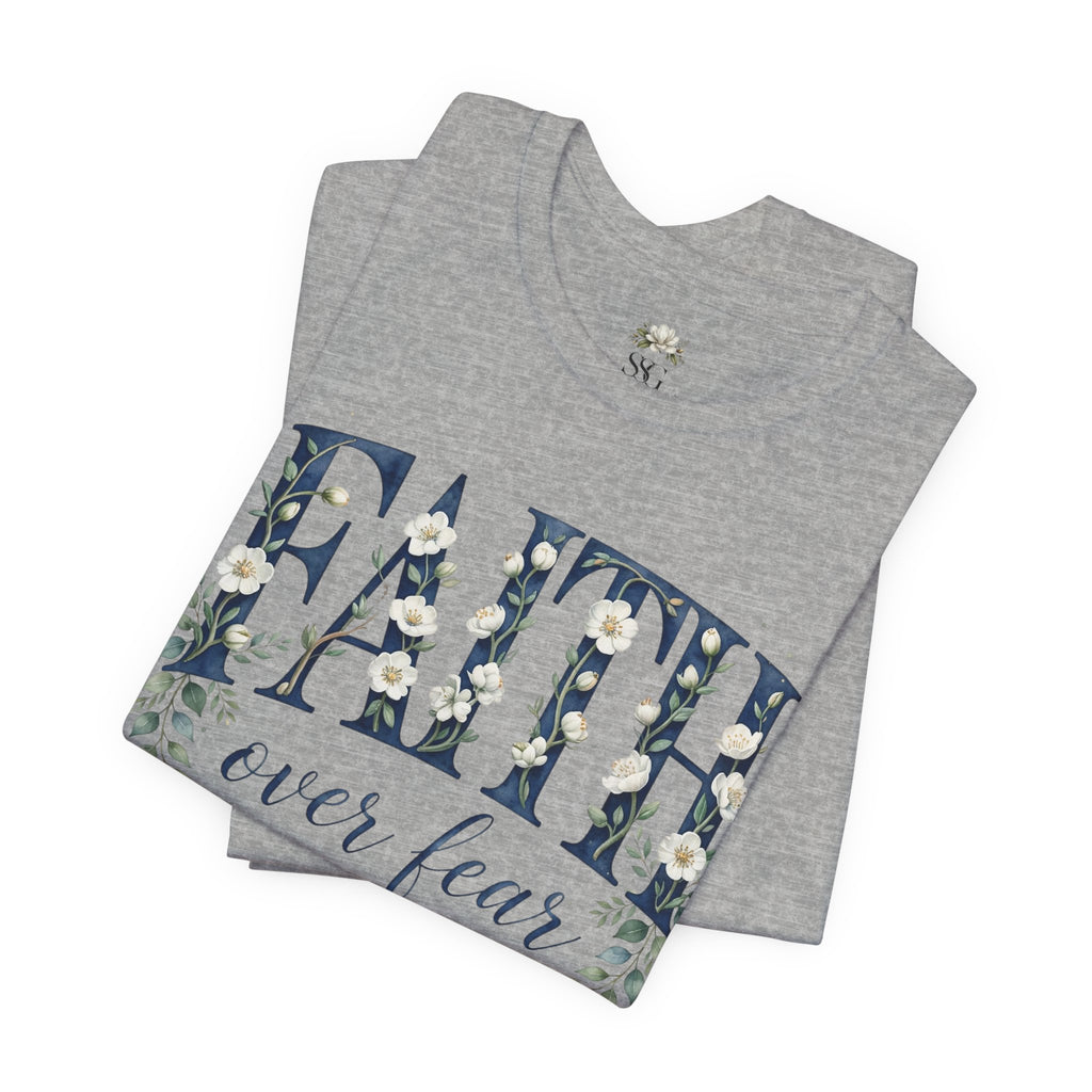 Faith Over Fear T‑Shirt — Floral Scripture Tee (Isaiah 41:10)