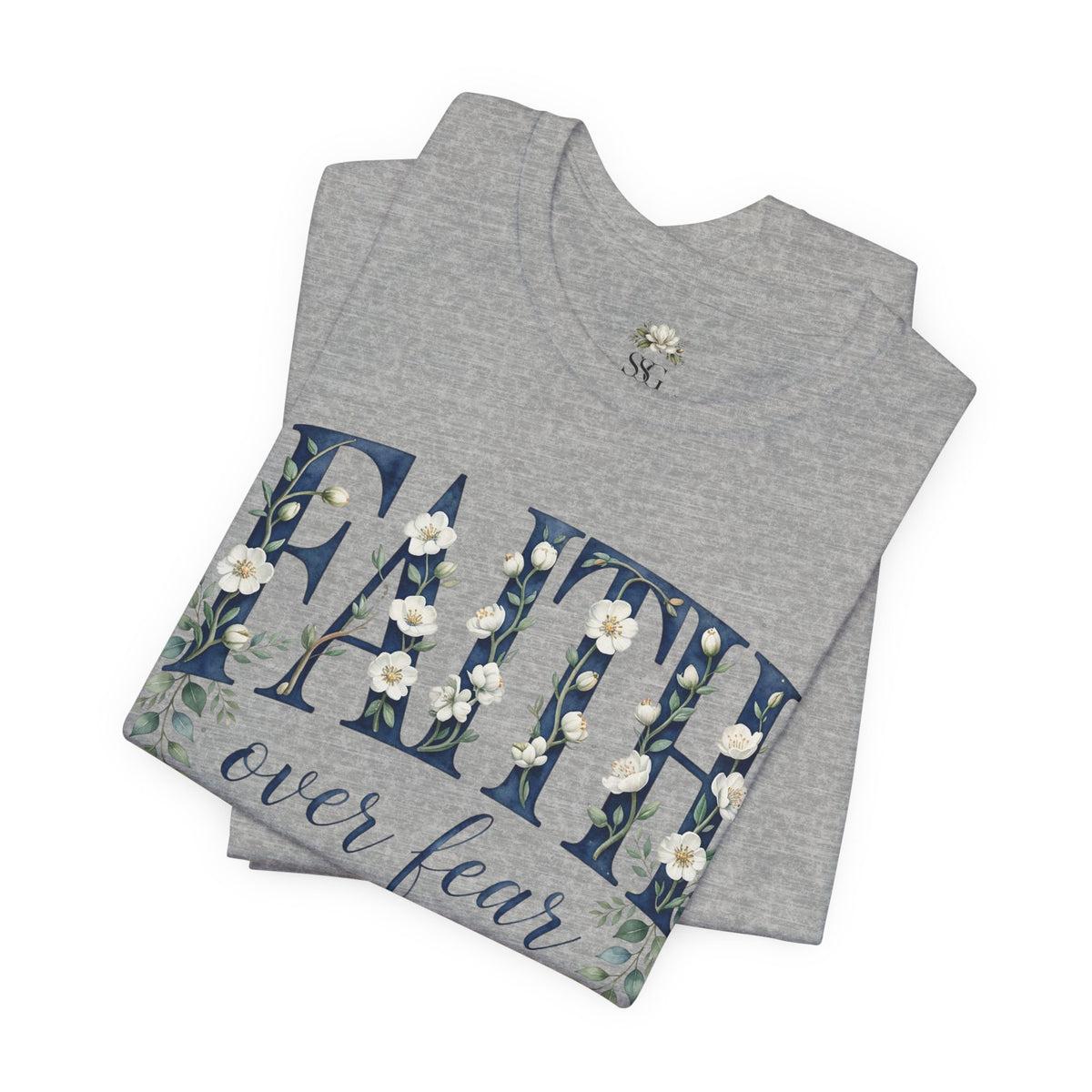 Faith Over Fear T‑Shirt — Floral Scripture Tee (Isaiah 41:10)