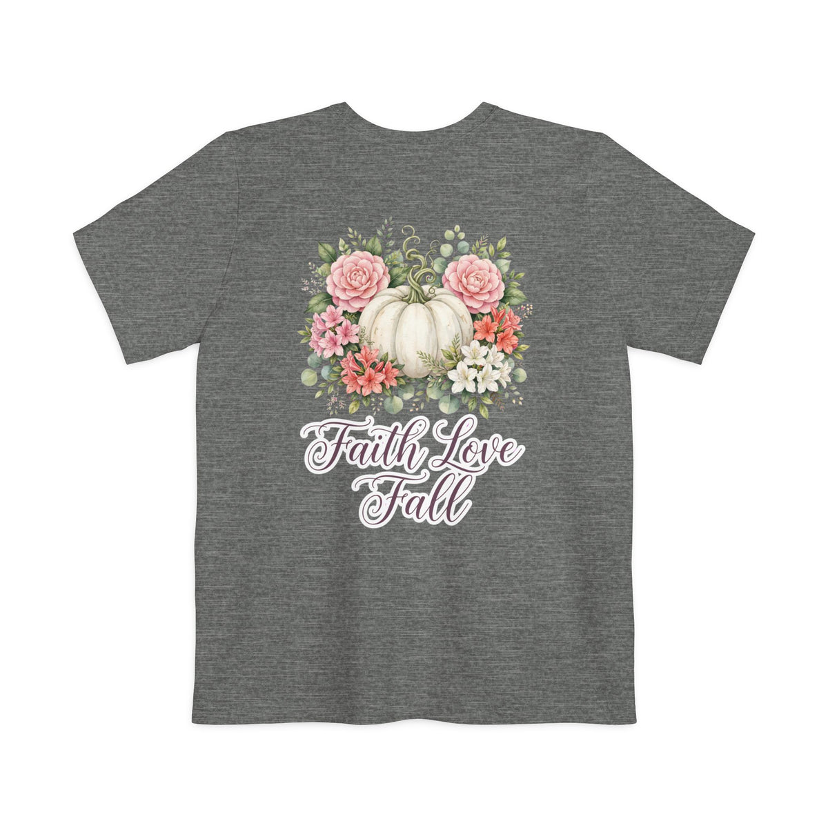 Faith Love Fall Pocket T-Shirt — Floral Pumpkin Autumn Tee