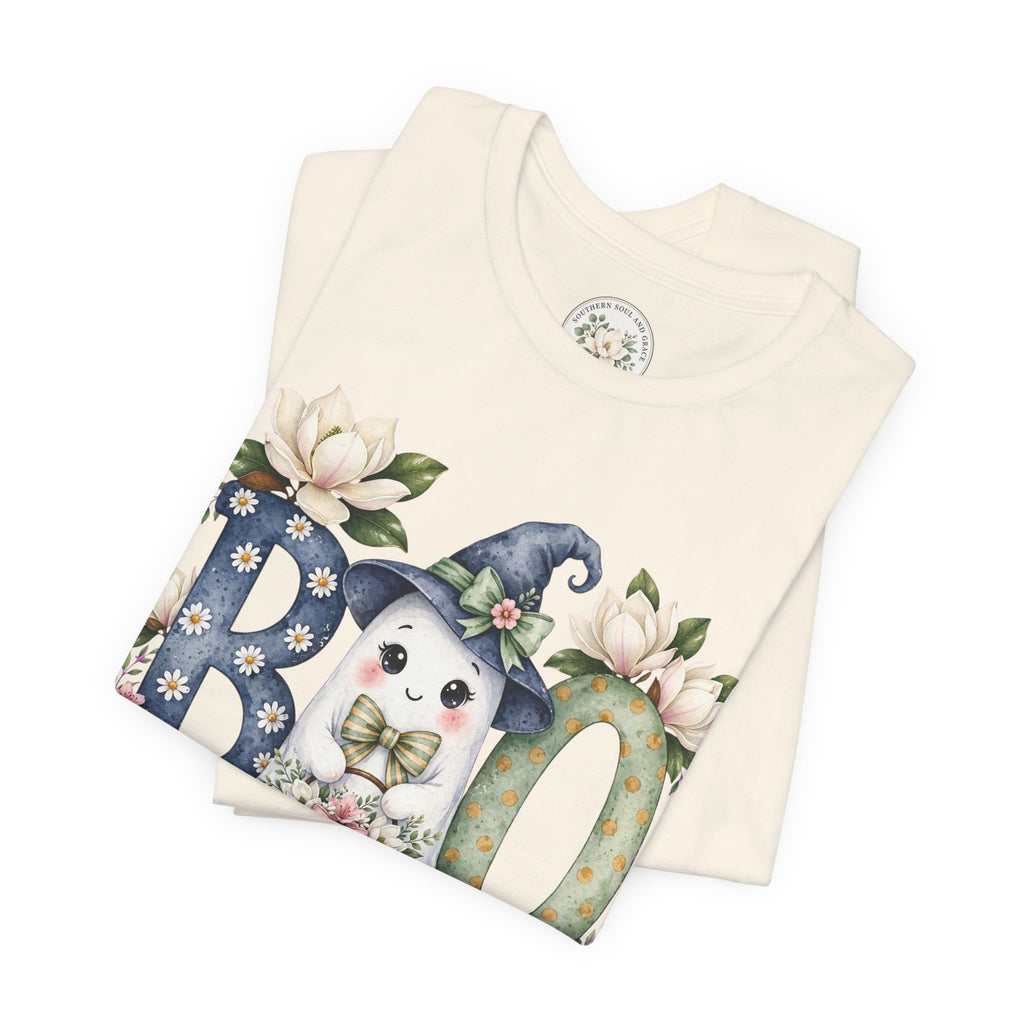 Boo Floral Ghost Tee — Cute Halloween Ghost & Pumpkin Shirt