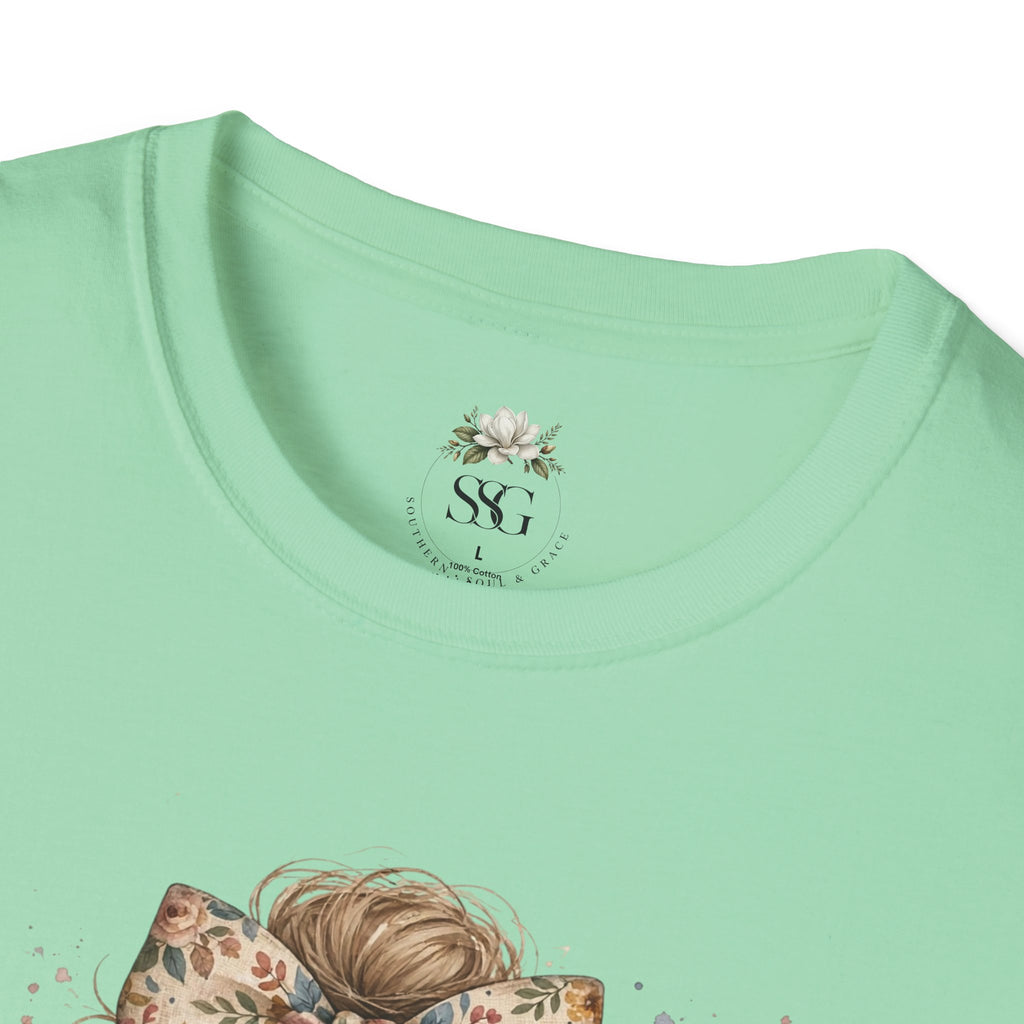 Blessed Mama T-Shirt — Floral Bow Mama Graphic Tee for Moms