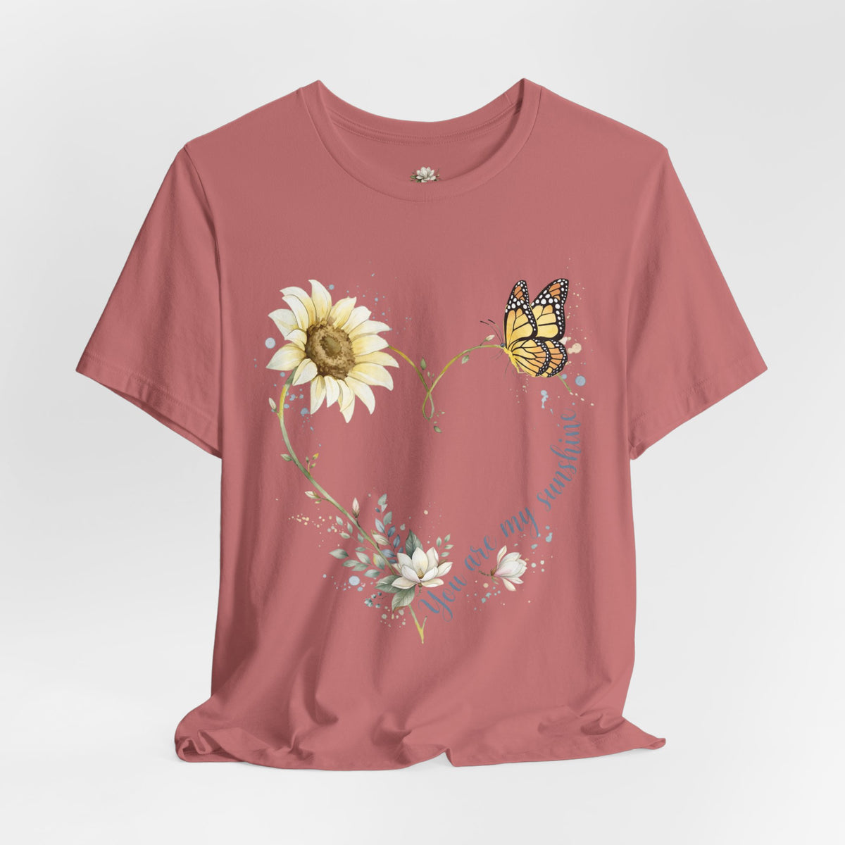 Sunflower & Butterfly Heart Tee — "You are my sunshine" Floral Graphic T-Shirt
