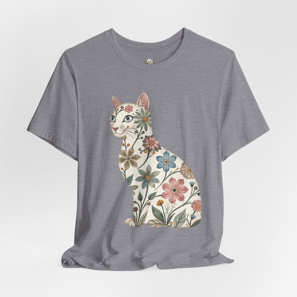 Floral Cat T-Shirt — Vintage Botanical Kitty Tee